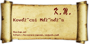Kovácsi Ménás névjegykártya